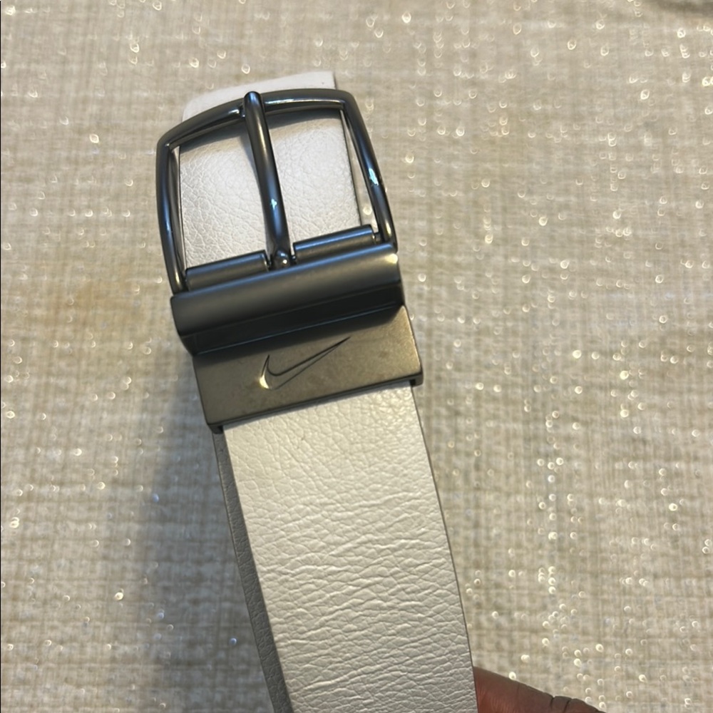 Nike White Belt with Silver Buckle